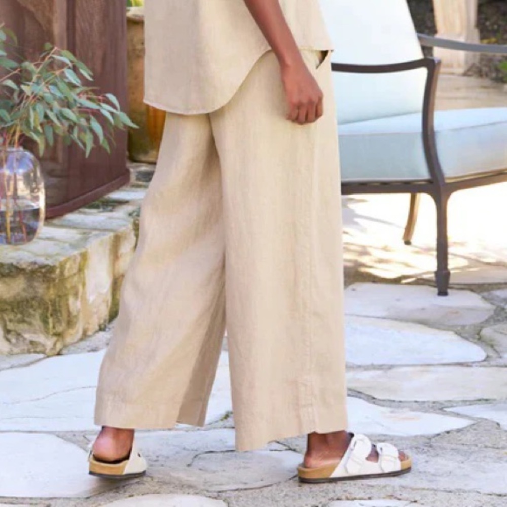 NWOT Frank & Eileen Maisie Pull On Crop Wide Leg Linen Pant Casual Women’s Small - Picture 2 of 12